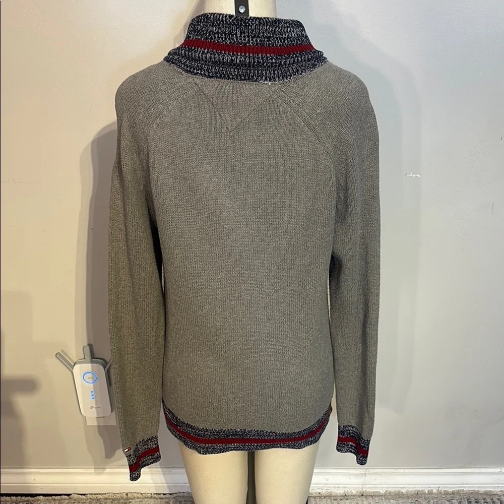 Gray and Red Cowl Neck Sweater by Tommy Hilfiger Size S - Picture 5 of 9